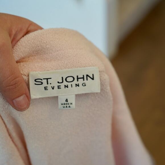St.John Evening Sz 6‎ SOFT PINK Glam Boucle Santana Knit Blazer Jacket Set - Picture 5 of 12
